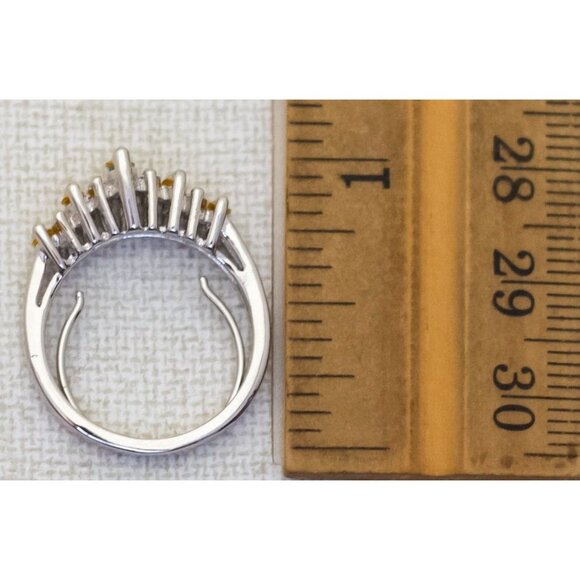 Size 5, Vintage Orange Rhinestones Abstract Silver Tone Ring by Avon - T22 - Picture 3 of 3